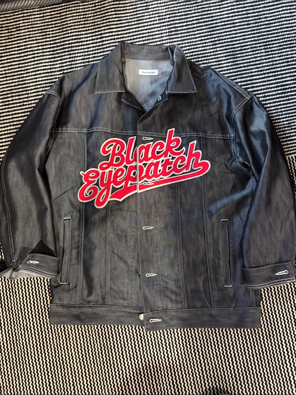 Blackeyepatch Embroidered Black Denim Jacket made in Japan
